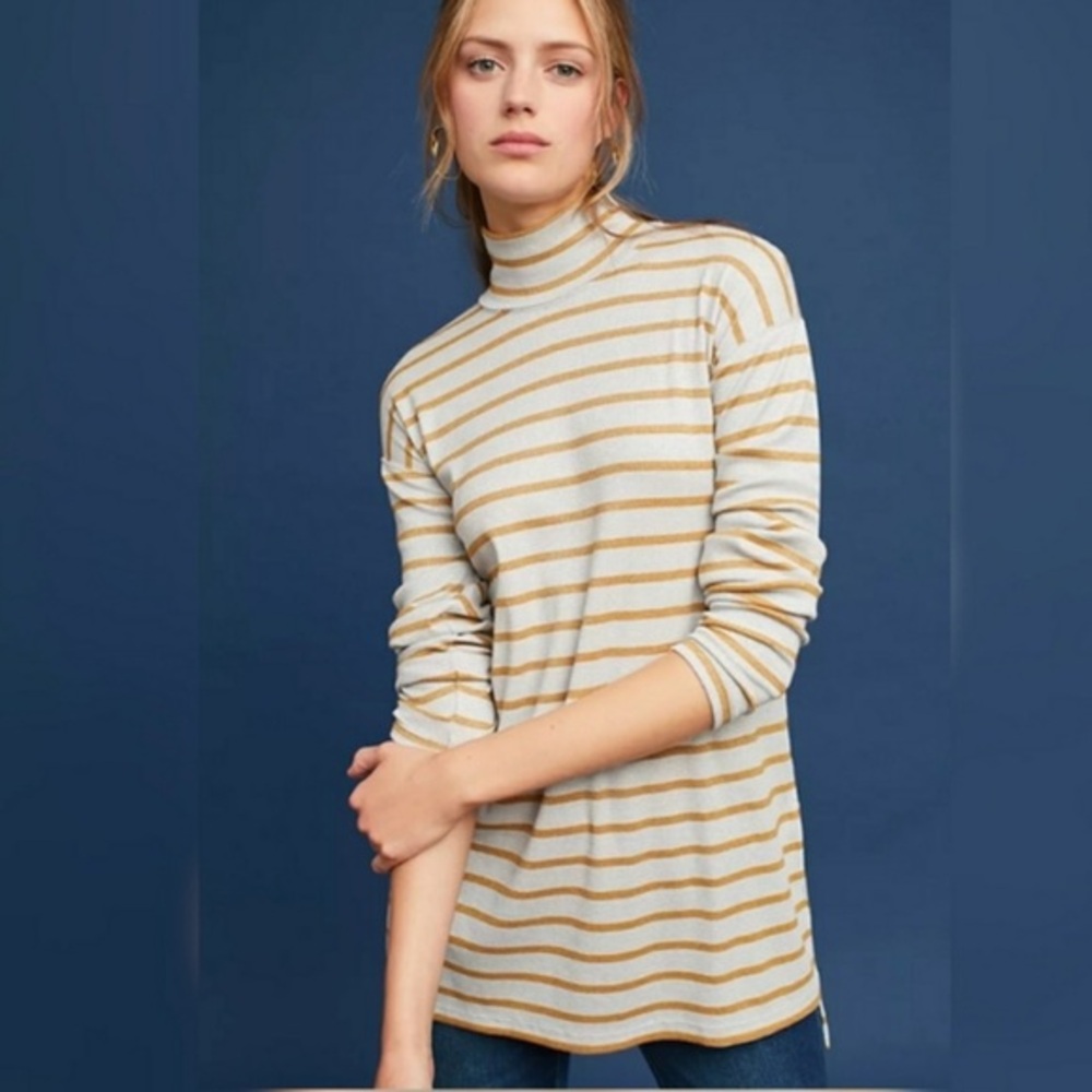 Anthropologie Vanessa Virginia Shining Turtleneck striped knit sweater large